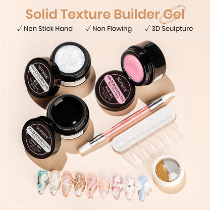 SUPWEE 3D Gel Nail Art Kit — Non-Stick Builder Gels for Extensions, Carving & DIY