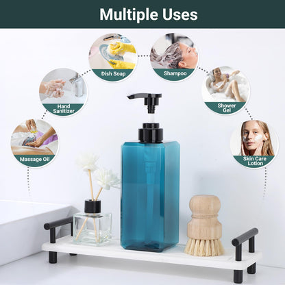 Suream Shower Dispenser Set — 3x 22oz Pump Bottles with Labels (Blue)