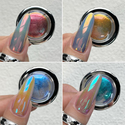 SUTOKAKA 4-Color Chameleon Chrome Nail Powder Kit – Aurora Mirror Nail Art