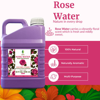SVA Rose Water 32 oz by SVA ORGANICS | Hydrating Face Mist, Haircare & Aromatherapy