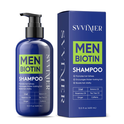Svvimer Hair Growth Shampoo for Men – Biotin, Caffeine & Rosemary for Fuller-Looking Hair | 13.5 Fl Oz