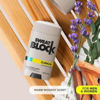 SweatBlock Clinical Strength Deodorant & Antiperspirant – Sandalwood & Amber, 48-Hour Protection