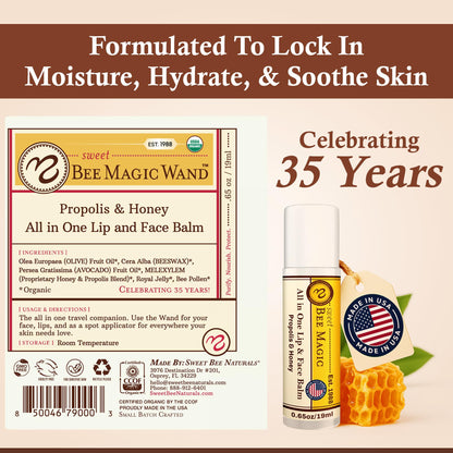 Sweet Bee Naturals Organic Beeswax Lip Balm – Hydration with Honey & Propolis