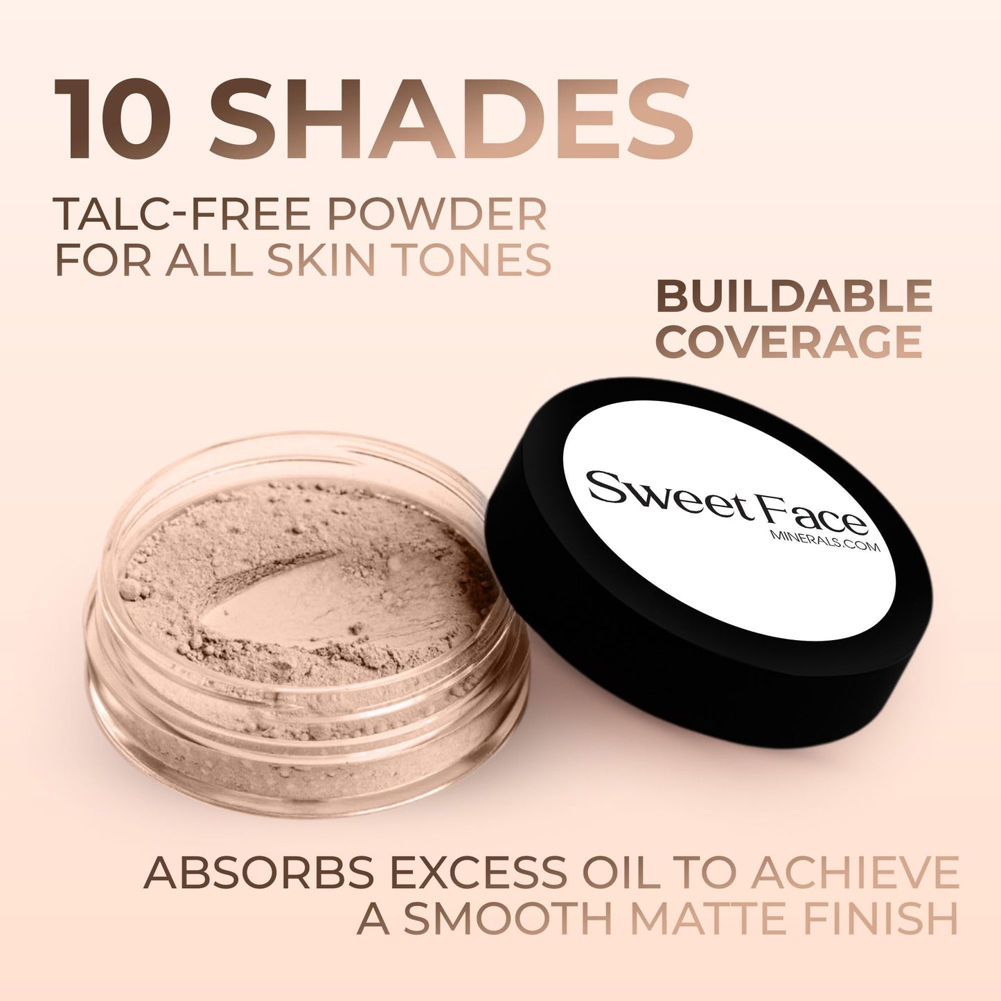Sweet Face Minerals Light Foundation – Matte Finish Mineral Powder SPF 30 (20g Mid Jar)