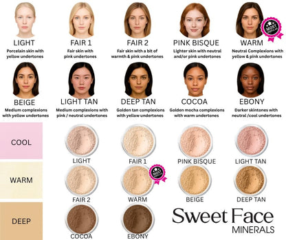 Sweet Face Minerals Light Foundation – Matte Finish Mineral Powder SPF 30 (20g Mid Jar)