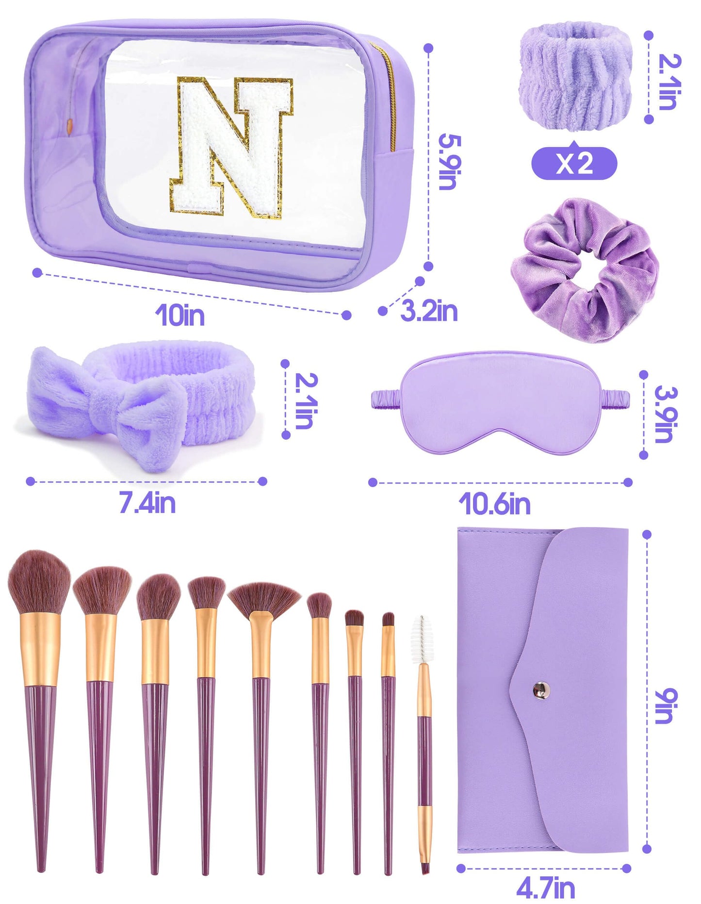 Sweet Lion Gift Sets for Women – Initial Makeup Bag & Brush Set