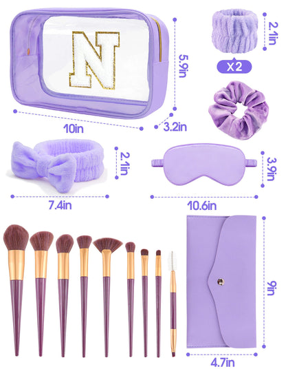 Sweet Lion Gift Sets for Women – Initial Makeup Bag & Brush Set
