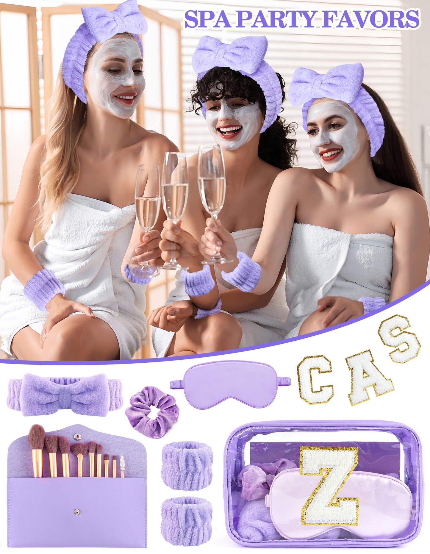 Sweet Lion Gift Sets for Women – Initial Makeup Bag & Makeup Brush Set for Sleepovers