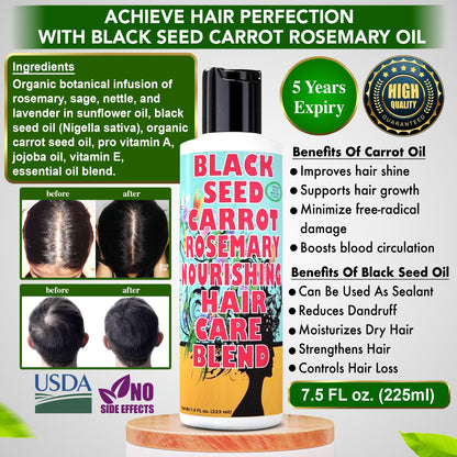 SWEET SUNNAH Black Seed Hair Growth Oil – Carrot & Rosemary, 5 oz