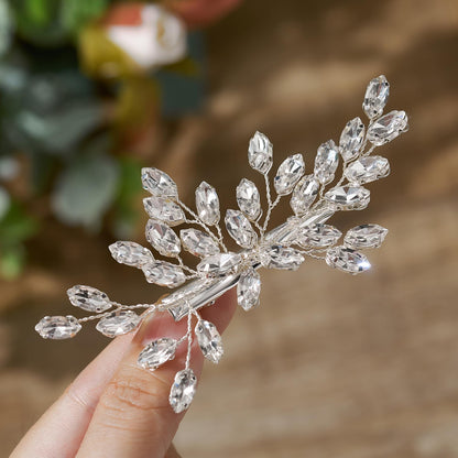 SWEETV Rhinestone Bride Hair Clip - Silver Crystal Bridal Hair Comb