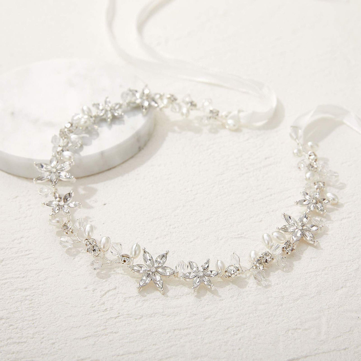SWEETV Silver Flower Girl Headpiece – Crystal Floral Hair Accessory for Weddings & Parties