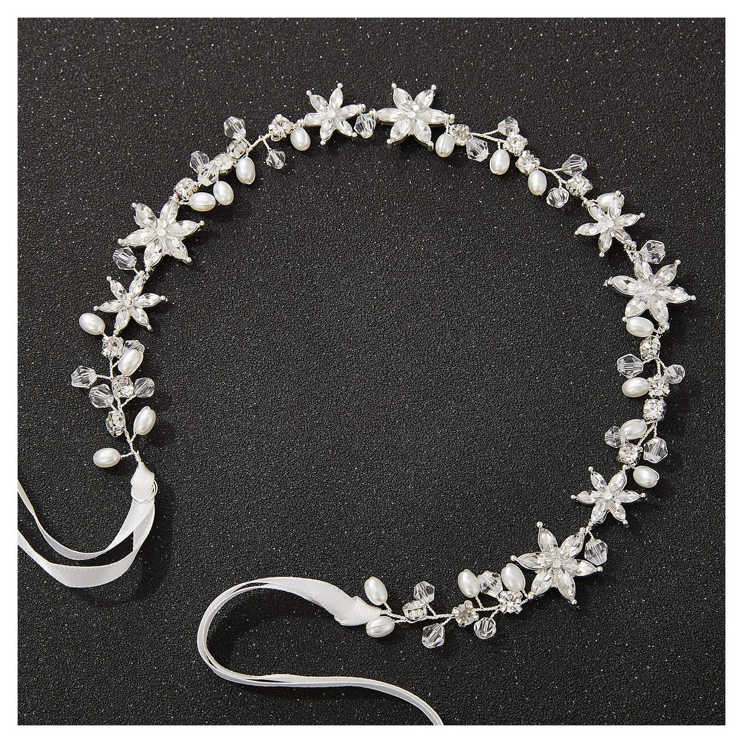 SWEETV Silver Flower Girl Headpiece – Crystal Floral Hair Accessory for Weddings & Parties