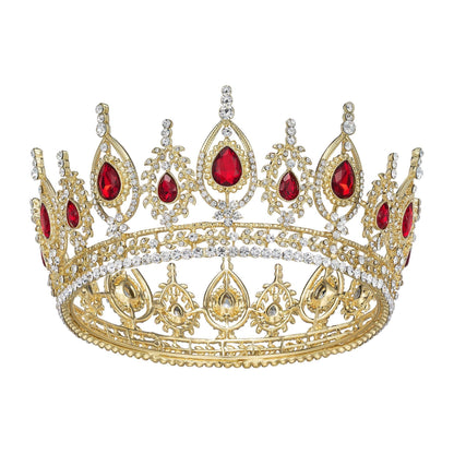 SWEETV Royal Queen Crown – Red Wedding Tiara with Austrian Crystals | Bailey