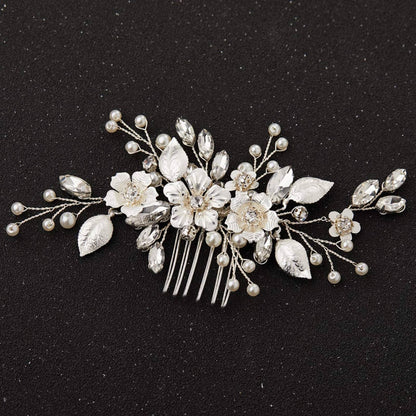 SWEETV Silver Bridal Hair Comb with Crystals & Pearls – Handmade Wedding Accessory