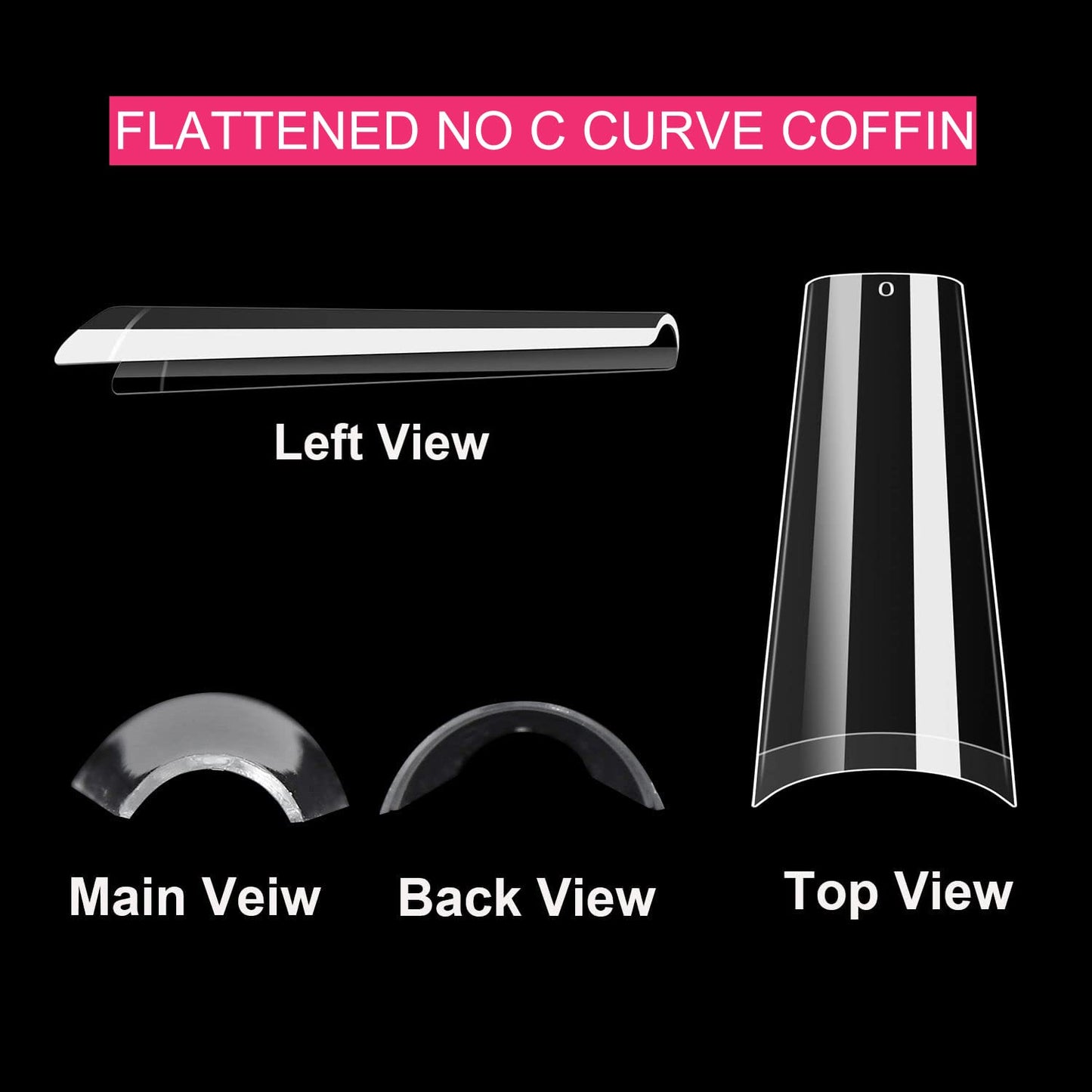 SWETIDY 500pcs No C Curve XL Coffin Nail Tips – Clear Long Coffin Acrylic Nails, 10 Sizes in Box
