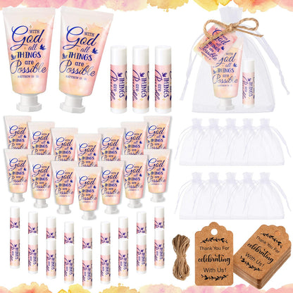 Swiffen 24-Set Christian Hand Cream & Lip Balm Gift Set for Women | Travel Size + Bible Verse Design