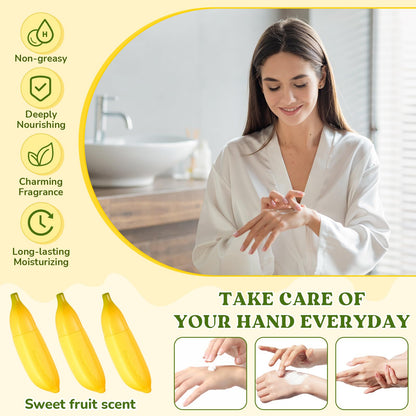 Swiffen 12 Pcs Banana Hand Cream Gifts Set – Fruity Scent & Portable Hand Moisturizers
