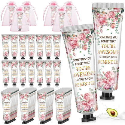 Swiffen 48-Set Inspirational Hand Cream Gift Set with Organza Bags – Travel-Size Lotions for Christmas Party Favors