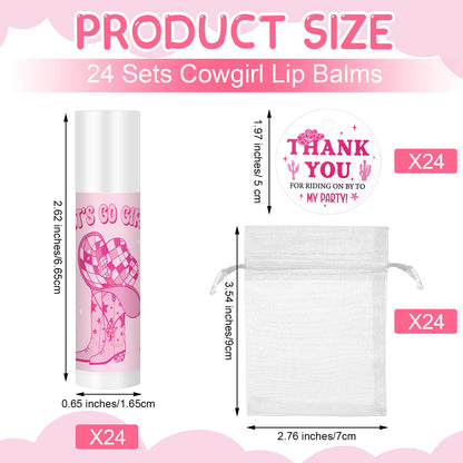Swiffen 24-Set Lets Go Girls Cowgirl Lip Balm Party Favors with Organza Bags & Cards