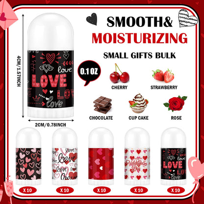 Swiffen 50-Pack Valentine's Mini Lip Balms Gifts Bulk for Galentine's Day