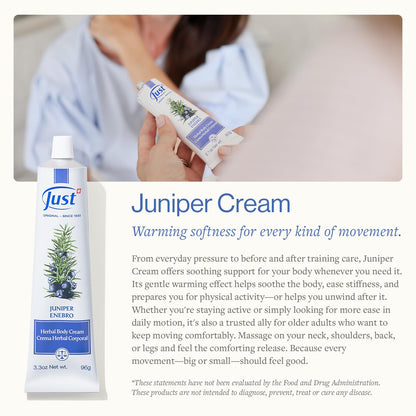 SwissJust Juniper Massage Cream 96g – Muscle & Joint Comfort, Pre- & Post-Workout for Seniors
