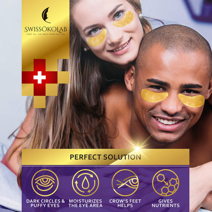 SWISSÖKOLAB 24k Gold Under Eye Patches – Puffy Eyes, Dark Circles, Hydration & Anti-Aging