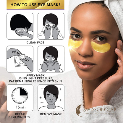 SWISSÖKOLAB 24k Gold Under Eye Patches – Puffy Eyes, Dark Circles, Hydration & Anti-Aging