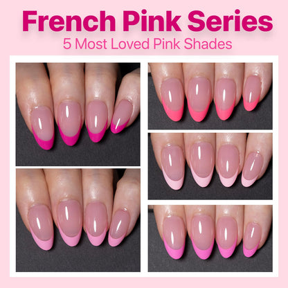 SXC Cosmetics French Tip Press On Nails – Pink Series Starter Kit with X-Pro Tips | 160 PCS, 16 Sizes, 5 Styles, Beginner-Friendly