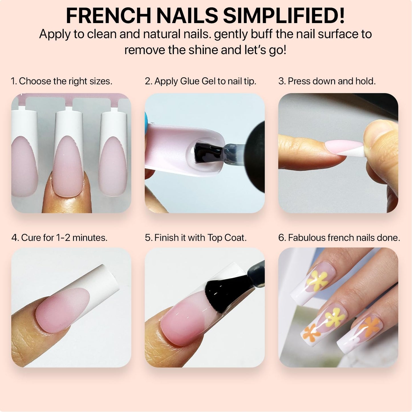 SXC French Tip Press-On Nails Pink — Medium Almond, 150 Pieces, Ultra Fit, Pre-applied Primer & Base Coat
