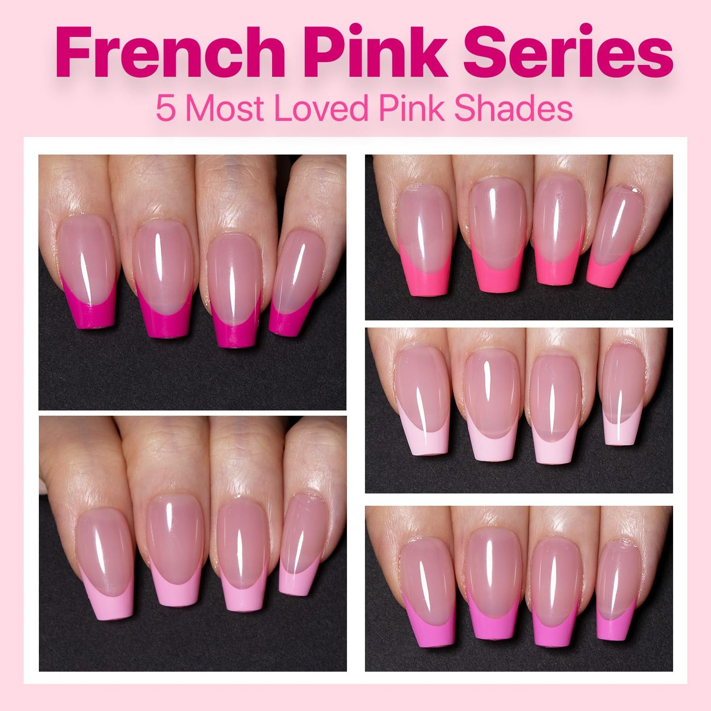 SXC French Tip Press On Nails Kit – 150 Pieces, 15 Sizes, Ultra Fit, Pre-Applied Primer & Base Coat (5PINK119-S Coffin)