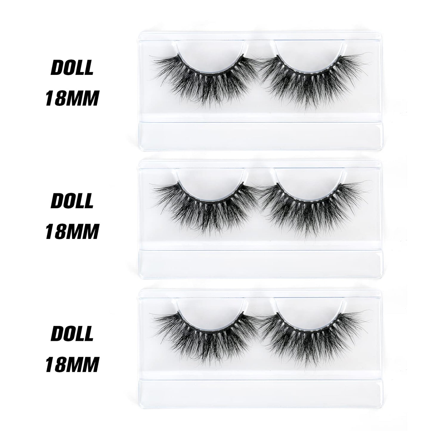 SY SHUYING 18mm Mink Lashes – Natural 3D Wispy, Reusable (3 Pairs, Doll)