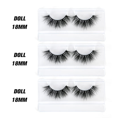 SY SHUYING 18mm Mink Lashes – Natural 3D Wispy, Reusable (3 Pairs, Doll)