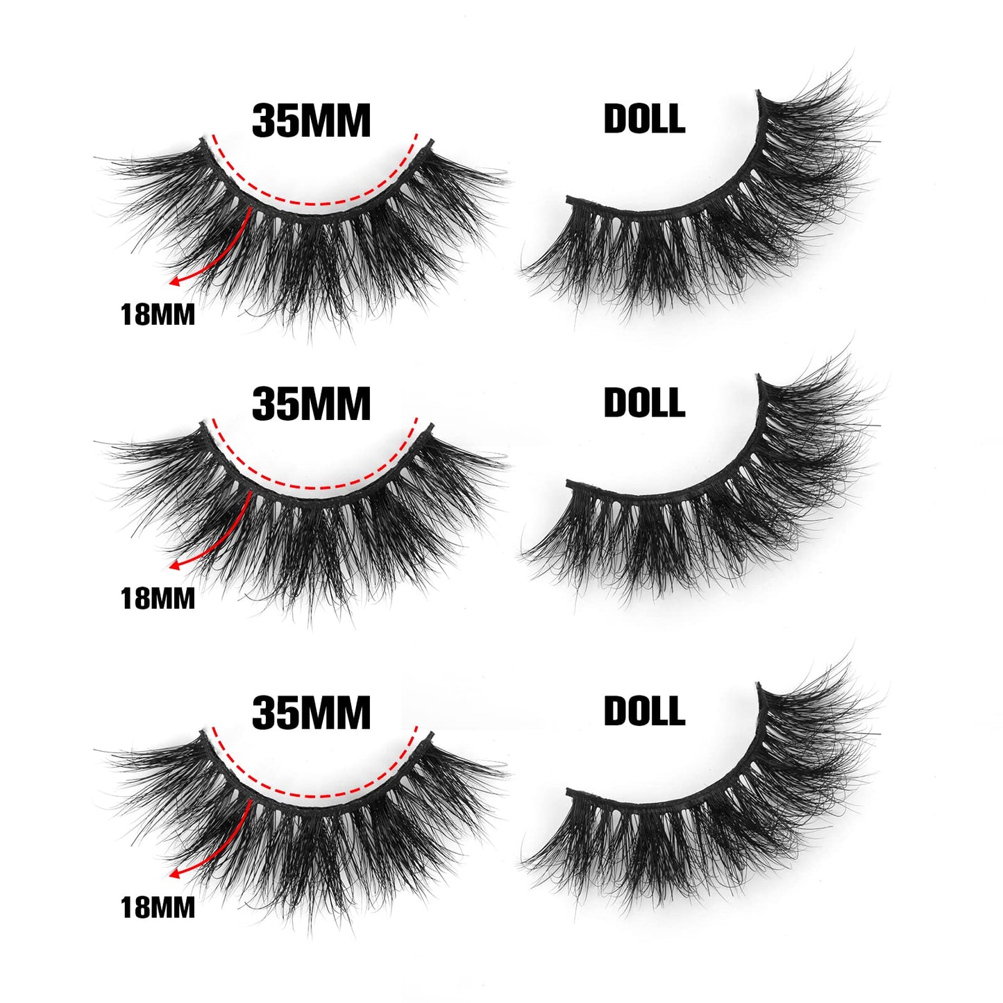 SY SHUYING 18mm Mink Lashes – Natural 3D Wispy, Reusable (3 Pairs, Doll)