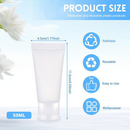 SYBL 20Pcs 50ml Clear Refillable Tubes – Leak-Proof Cosmetic Containers