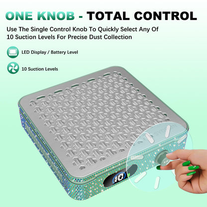 SYDRON Nail Dust Collector 1000Pa – 10 Speed, Low Noise, Dark Green Diamond