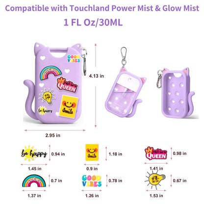 SYLYCANN Silicone Case for Touchland 1 oz Spray | Cat-Ear Design, Keychain & Charms