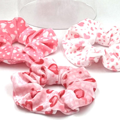 syyoo Valentine's Day Hair Ties - Red Heart Scrunchies, Pink Soft Elastic Hair Bands for Women & Girls