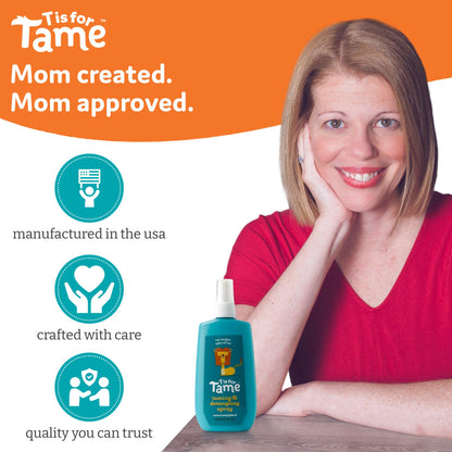 T is for Tame Kids Detangler Spray & Detangler Brush – Gentle Frizz Control for Curly & Fine Hair