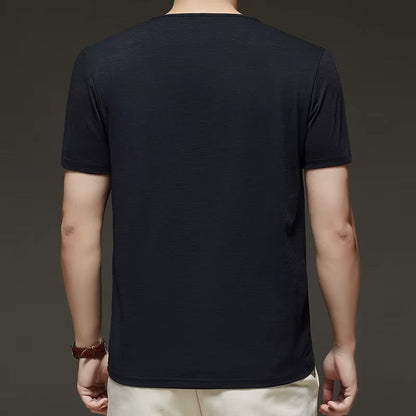 Men’s Three-Button V-Neck T-Shirt – Business Casual Summer Short Sleeve Top (S–4XL)