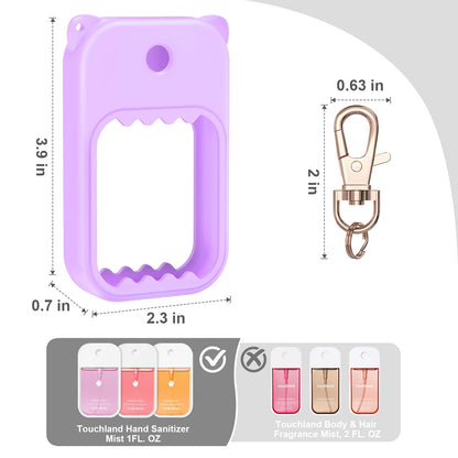 taessv 3Pcs Touchland Silicone Case & Keychain – Cute Holder for Power Mist, Gentle Mist, Glow Mist (Pink, Purple, Blue)
