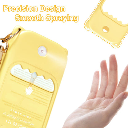 taessv Hand Sanitizer Case for Touchland – Silicone Keychain Holder for Power Mist, Gentle Mist & Glow Mist (Light Yellow)