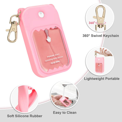 taessv 3Pcs Touchland Silicone Case & Keychain – Cute Holder for Power Mist, Gentle Mist, Glow Mist (Pink, Purple, Blue)