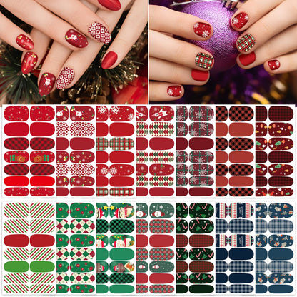 TailaiMei 14 Sheets Christmas Nail Wraps – Self-Adhesive DIY Nail Art Decals with 2 Nail Files | Gift Style