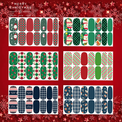 TailaiMei 14 Sheets Christmas Nail Wraps – Self-Adhesive DIY Nail Art Decals with 2 Nail Files | Gift Style