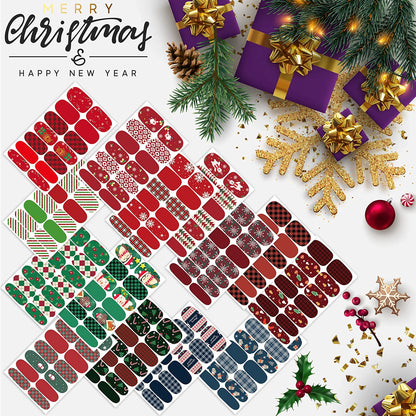 TailaiMei 14 Sheets Christmas Nail Wraps – Self-Adhesive DIY Nail Art Decals with 2 Nail Files | Gift Style