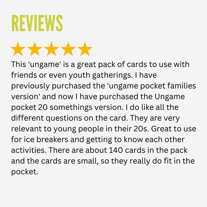 Pocket UNGAME 20 Somethings by TaliCor | Non-Competitive Card Game for Young Adults 18+
