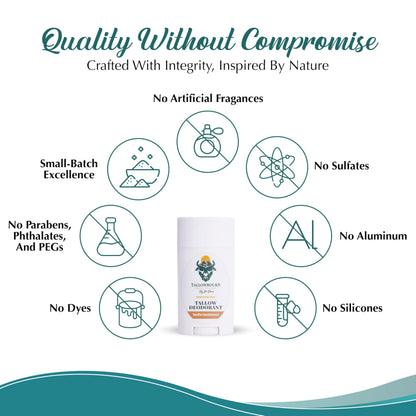 Tallowbourn Tallow Deodorant - Aluminum & Baking Soda-Free - Vanilla & Sandalwood - 3 oz
