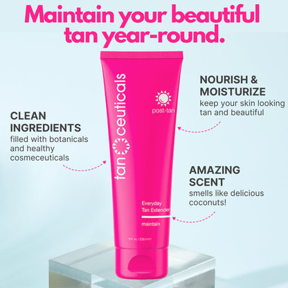 Tanceuticals Everyday Tan Extender Lotion – Nourish Skin & Maintain Even Color | Coconut Scent, 8 oz