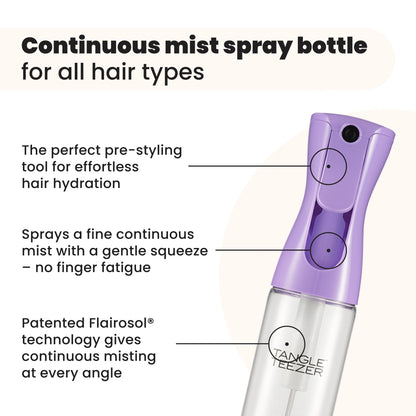 Tangle Teezer Fine Mist Bottle – Refillable Continuous Spray for Detangling & Styling (10.1 oz, Lilac)