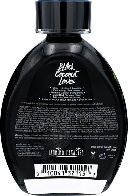 Tanning Paradise Black Coconut Love Lotion – Ultra Hydrating Dark Tan, 13.5oz